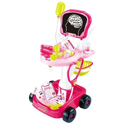 Image of Pink Doctors &amp; Nurses Medical Playset Trolley for Kids Educational Role Play Toy Girls with 20+ Accessories