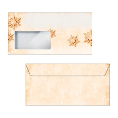 Image of SIGEL DU234 Christmas envelopes &quot;Golden Snowflakes&quot;, DL, with window, 90 gsm, 50 Pieces