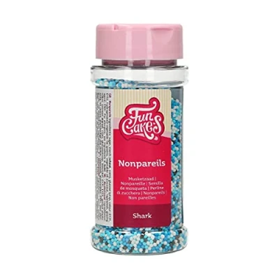 Image of FunCakes Nonpareils Shark Mix: Cake Sprinkles, Great Taste, Perfect for Decorating, Hundreds and Thousands Sprinkles. 80 g.