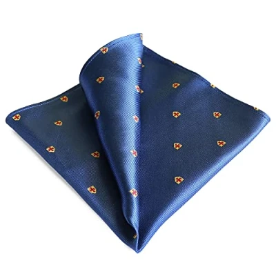 Image of The MASONIC Collection Freemasons Knight Templar Pocket Square, 100% Silk Handkerchief Blue, All over Knights Shield emblem