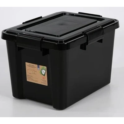 Image of IRIS 20 Litre Small Weathertight Airtight Black Plastic Damp Area Dry Storage Box! 39cm x 28cm 26cm Hermetically Sealed Removable Lid! (5)