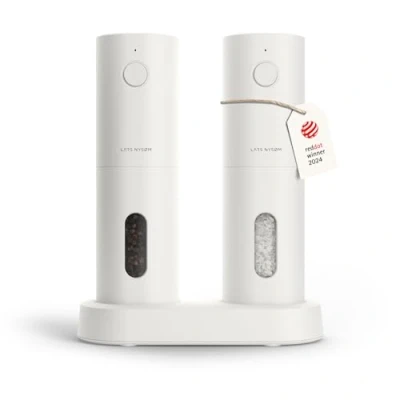 Image of LARS NYSØM Electric Salt and Pepper Grinder Set I Automatic Mills with Adjustable Ceramic USB Rechargeable Spice (Ash Gray)