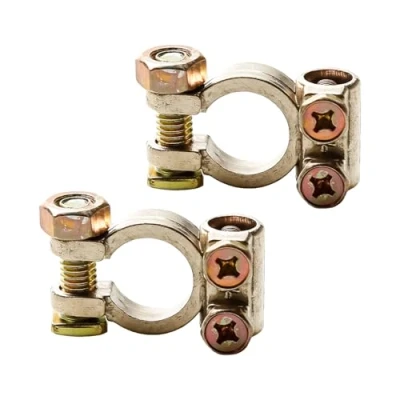 Image of Tabanzhe Car Battery Terminal 2 PCS Universal Pure Brass Terminals Clamps Positive Negative Connectors for Boat RV Truck Motorbike