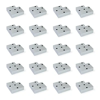 Image of Emuca Plastic Furniture Feet for Cabinet/Wardrobe/Sofa, Silver Painted, H 45mm, Set of 20 Pieces