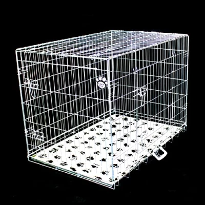 Image of Cozy Pet Dog Cage 42&quot; Silver With Taylored Vet Bedding Metal Tray Folding Puppy Crate Cat Carrier Crate. (We do not ship to Channel Islands or IOW.)