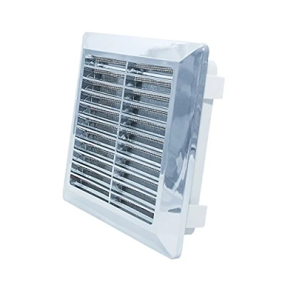 Image of Chrome Air Vent Grille 175mm x with Fly Screen Ducting Ventilation Cover Wall Louvre Grid