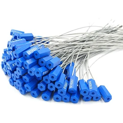 Image of 100pcs Numbered Security Cable Seals Tamper Proof Steel Wire Tags Pull Tite Trailer Ties Strap (Blue)