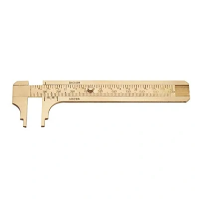 Image of Gauge Vernier Caliper Ruler, 1pc Brass Sliding Measuring Tool, Double Scales Gauge, for Gewelry Components Bead Wire Jewels Rings Measurement (100mm)