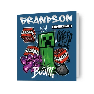 Image of Minecraft &#039;Grandson&#039; Birthday Card