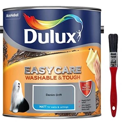 Image of New 2017 Dulux Easycare Washable &amp; Tough Matt Denim Drift 2.5L with Unique Stain Repellent Technology. Includes PSP Touch up Brush.