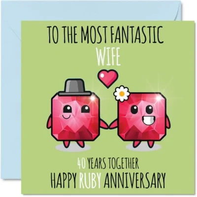 Image of Cute Ruby Anniversary Card for Wife 40 Years Together Happy 40th Wedding Cards from Husband, 145mm x Greeting Fortieth Anniversaries