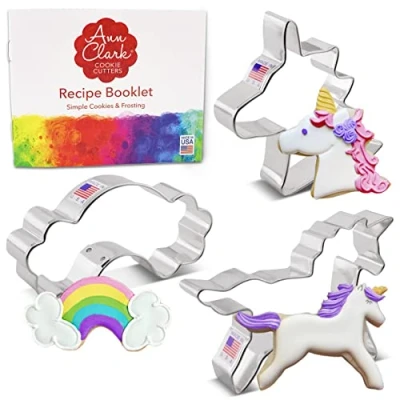 Image of Unicorn Cookie Cutters 3 Pc. Set Made in USA by Ann Clark, Head, Unicorn, Rainbow