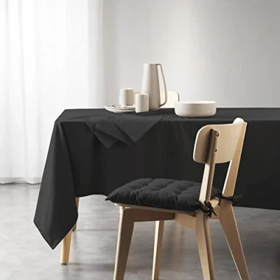Image of Douceur d&#039;Intérieur, Rectangular Tablecloth 140 x 240 cm Recycled Cotton Plain Mistral Black 1731156