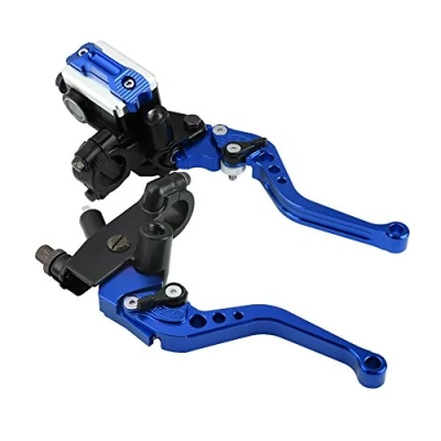Image of 1 Pair Adjustable Break and Clutch Levers, 7/8&quot; Universal Motorcycle Brake Master Cylinder Reservoir Levers for Motorbike(Blue)