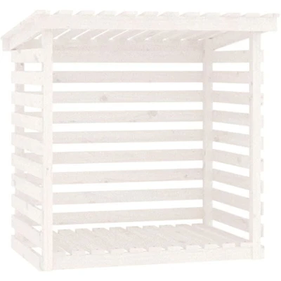 Image of vidaXL Firewood Rack White 108x73x108 cm Solid Wood Pine