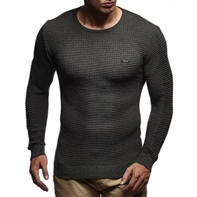Image of Leif Nelson Men&#039;s Pullover knit Sweater fine crew neck LN 1545 Anthracite XX Large