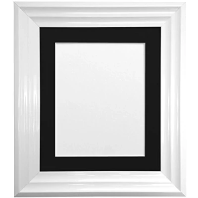 Image of FRAMES BY POST Firenza White Picture Photo Frame with Black Mount Plastic Glass 60x80cm Pic Size 50cmx70cm