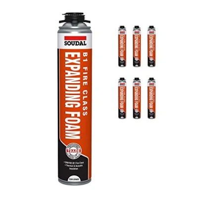 Image of 6 x B1 Fire Rated Foam Soudal Gun Grade Expanding Insulating PU 750ml