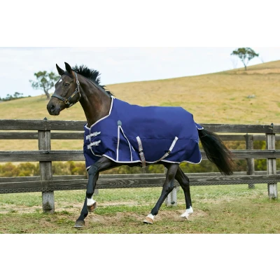 Image of WeatherBeeta ComFiTec Essential Standard Neck Medium Horse Rug, Navy/Silver/Red, 4&#039;9