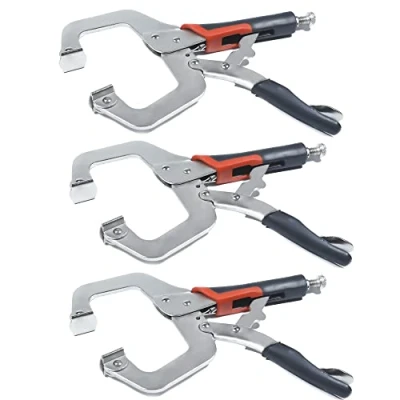 Image of 3 Pcs Metal C Clamp Locking Mole Grips, 11 inch Welding Clamps Set, Vice Grips Face with Swivel Pads, Adjustable Fastener Quick Release Grip