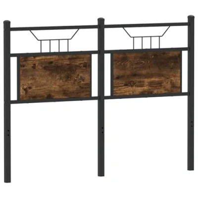 Image of vidaXL Headboard Smoked Oak 120 cm Engineered Wood and Steel Bed Support for Stylish Bedroom Decor Industrial Style