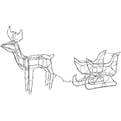 Image of WeRChristmas Pre Lit Animated Multi Function Reindeer and Sleigh Silhouette, 80 cm Bright White