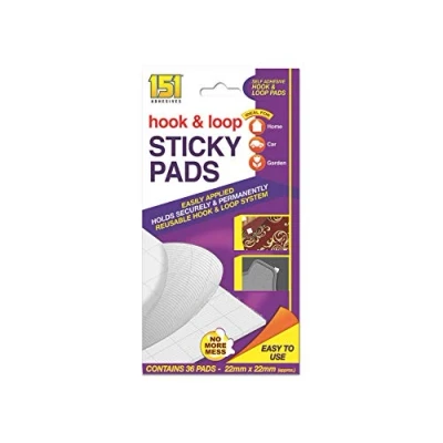 Image of White Hook &amp; Loop Pads Sticky Self Adhesive 36 New