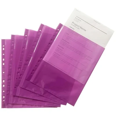 Image of Pack of 250 A4 Purple Clear Punched Pockets by Janrax