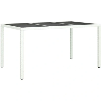 Image of vidaXL Garden Dining Table White 150x90x75 cm Poly Rattan