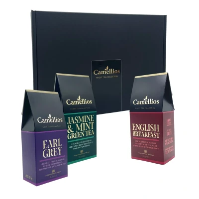 Image of Tea Selection Gift Set, 3 Premium Specialty Teas, Eco Friendly Gift, Camellios (3 Packs, 15 Bags Each)