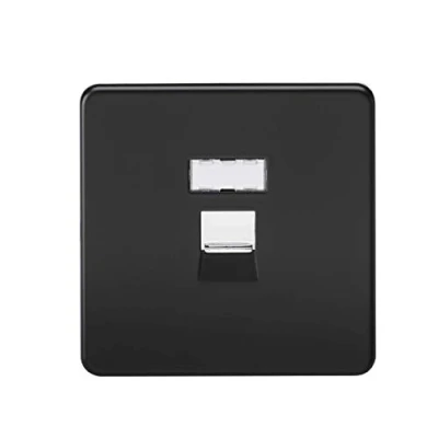Image of KnightsBridge Screwless Matt Black RJ45 Network Outlet Wall Socket
