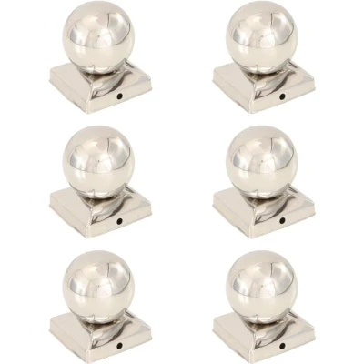 Image of vidaXL Post Caps 6 pcs Globe Final Stainless Steel 91x91 mm