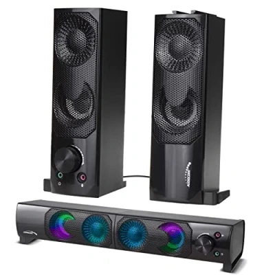 Image of Audiocore AC955 2 in 1 PC Speaker Soundbar Computer RGB LED Backlight Stereo Gaming USB x 3W AUX 3.5 mm