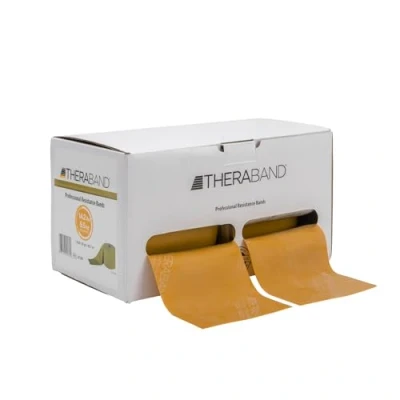 Image of TheraBand Profesional Resistance Band, 45 m, Gold Max Strength Elite Latex Professional Elastic Bands For Upper and Lower Body Exercise, Physical Therapy, Pilates, &amp; Rehab, Dispenser Box, 20180