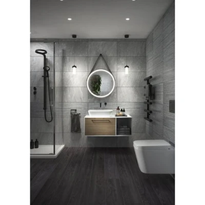 Image of Skyla Grey Matt Porcelain Wall &amp; Floor Tile 316 x 608mm Pack of 6