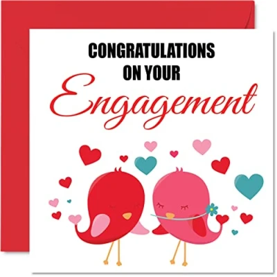 Image of Engagement Cards for Couples Love Birds Congratulations Happy Gifts, Well Done Card Congrats, 145mm x Wedding Marriage Greeting Fiancee Fiance