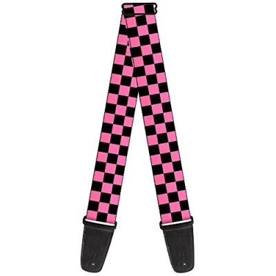 Image of Buckle Down GS W20302 &quot;Checker Black/Pink&quot; Guitar Strap
