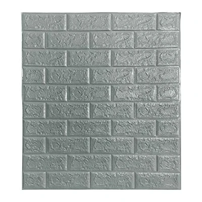 Image of BOJU 10Pcs 3D Tile Brick Wall Stickers Self Adhesive Wallpaper Foam Panel 70x77cm (Grey)