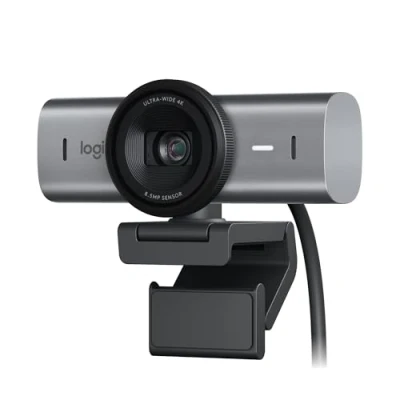 Image of Logitech MX Brio Ultra HD 4K Collaboration and Streaming Webcam, 1080p at 60 FPS, Dual Noise Reducing Mics, Show Mode, USB C, Webcam Cover, Works with Microsoft Teams, Zoom, Google Meet, Graphite