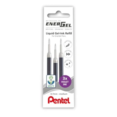 Image of Pentel EnerGel 0.7mm Refill Wallet of 3 Violet
