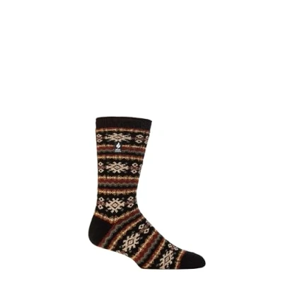 Image of Mens 1 Pair SOCKSHOP Heat Holders Nordic Soul Warming Thermal Socks Black / Olive 6 11
