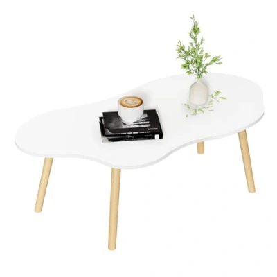 Image of Qiebenav Low Coffee Table,Solid Table Legs, Mid Century Modern Tables, Centre for Living Room, Tea Table, Side Department,Small Space 47.24&quot; x 23.62&quot; 16.14&quot;