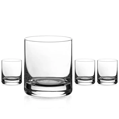 Image of DIAMANTE Whisky Glasses Crystal Short Drink Tumblers ‘Auris’ Collection Undecorated Set of 4