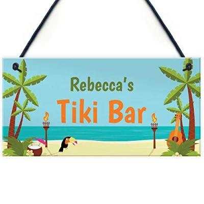 Image of RED OCEAN PERSONALISED Tiki Bar Sign Novelty Home Summerhouse Garden