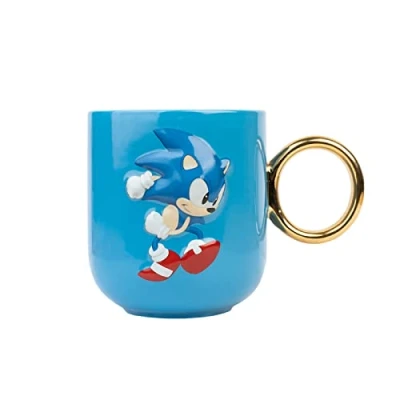 Image of Grupo Erik Sonic The Hedgehog 3D Ceramic Mug 35 cl 350 ml 3.5 x 3.7 inches 9 9.5 cm Coffee Tea Party Supplies