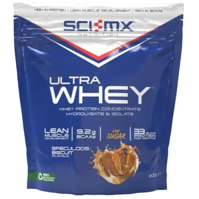 Image of SCI MX Ultra Whey Protein Muscle Building &amp; Recovery Powder with Naturally Occurring Glutamine Amino Acids Speculoos Biscuit Flavour 800g (18 Servings)