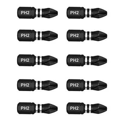 Image of 10 x SabreCut SCPH225_10 25mm PH2 Impact Screwdriver Driver Bits Set Single Ended Phillips No.2 Heavy Duty