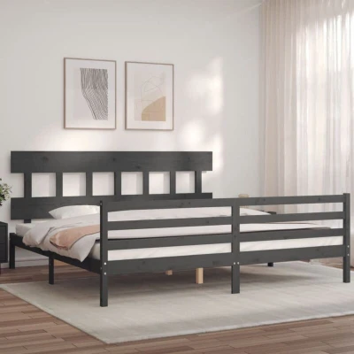Image of vidaXL Bed Frame without Mattress Grey 200x200 cm Solid Wood