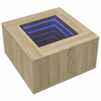 Image of vidaXL Coffee Table with LED Sonoma Oak 60x60x40 cm Engineered Wood