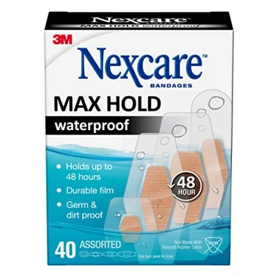 Image of Nexcare Max Hold Waterproof Bandages: Assorted 40 Count (Clear) /